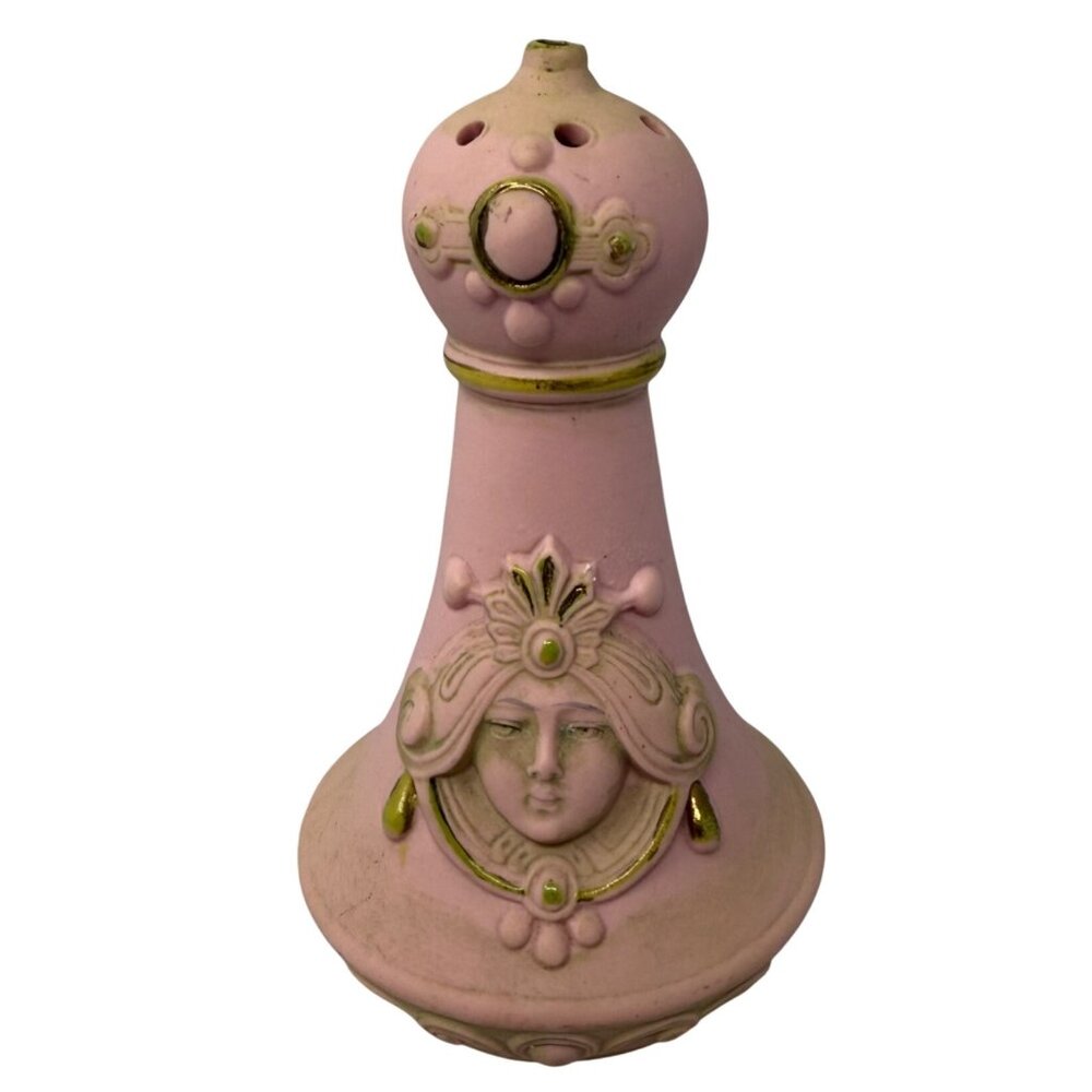 Schafer Vater Jasperware Hatpin Holder Figural Lady Face Germany Vanity Nouveau